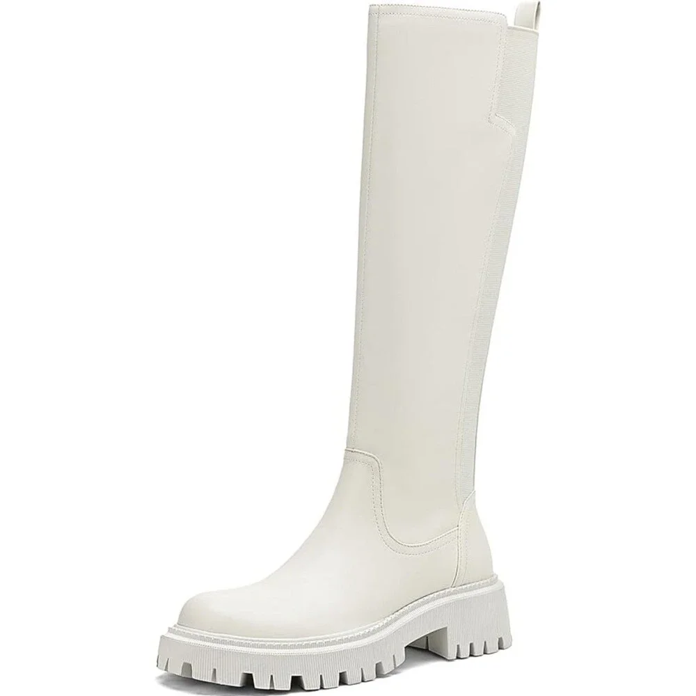 TEAIEUI Women's Knee High Boots Fashion Platform Lug Sole Tall Riding Boots Sz 8